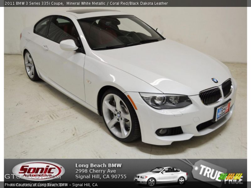 Mineral White Metallic / Coral Red/Black Dakota Leather 2011 BMW 3 Series 335i Coupe