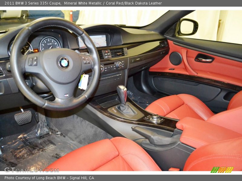 Mineral White Metallic / Coral Red/Black Dakota Leather 2011 BMW 3 Series 335i Coupe