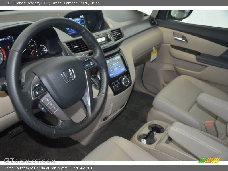 White Diamond Pearl / Beige 2014 Honda Odyssey EX-L