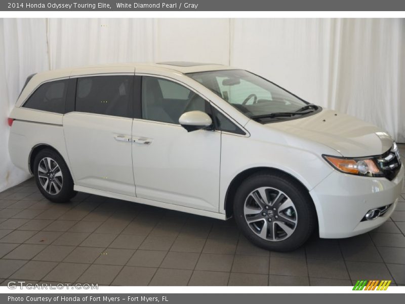 White Diamond Pearl / Gray 2014 Honda Odyssey Touring Elite