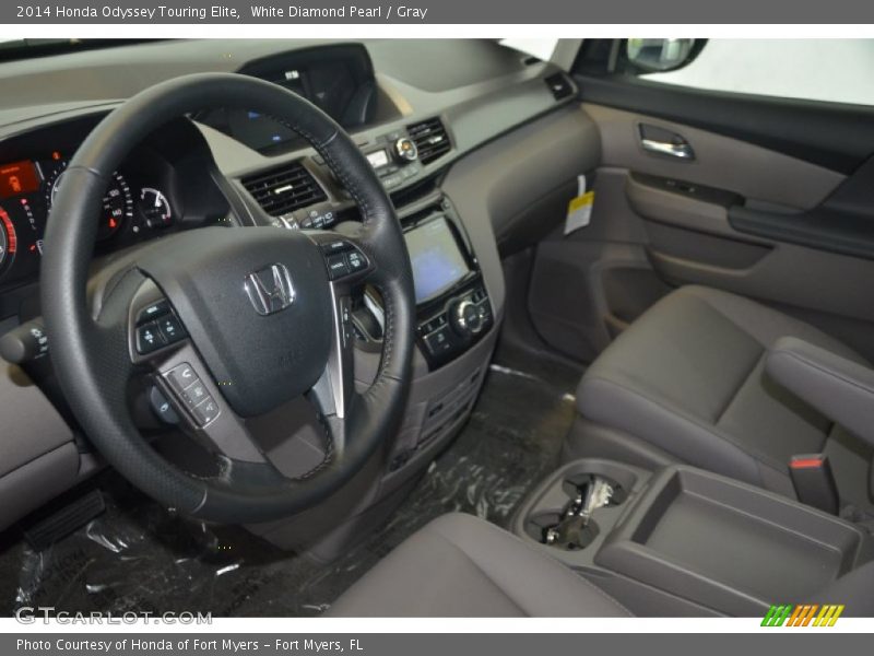 White Diamond Pearl / Gray 2014 Honda Odyssey Touring Elite