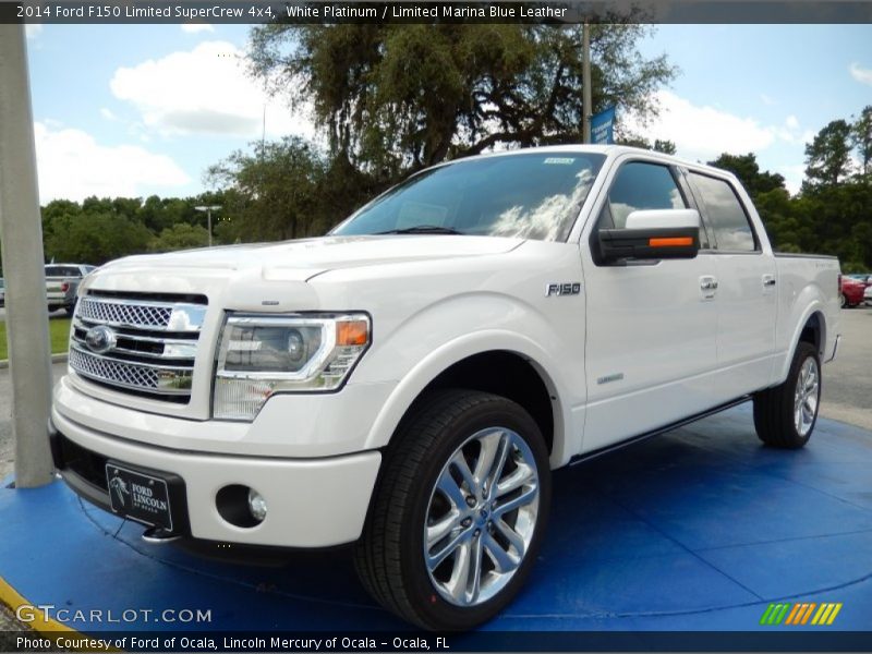 White Platinum / Limited Marina Blue Leather 2014 Ford F150 Limited SuperCrew 4x4