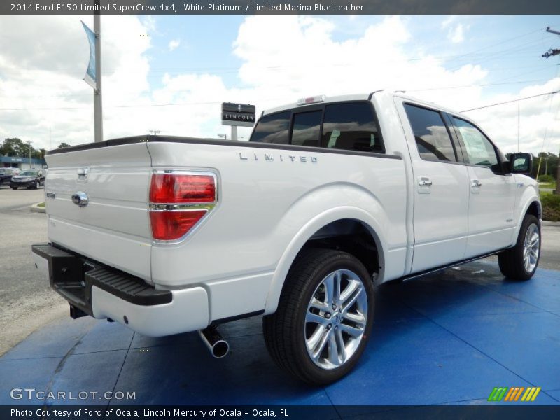 White Platinum / Limited Marina Blue Leather 2014 Ford F150 Limited SuperCrew 4x4