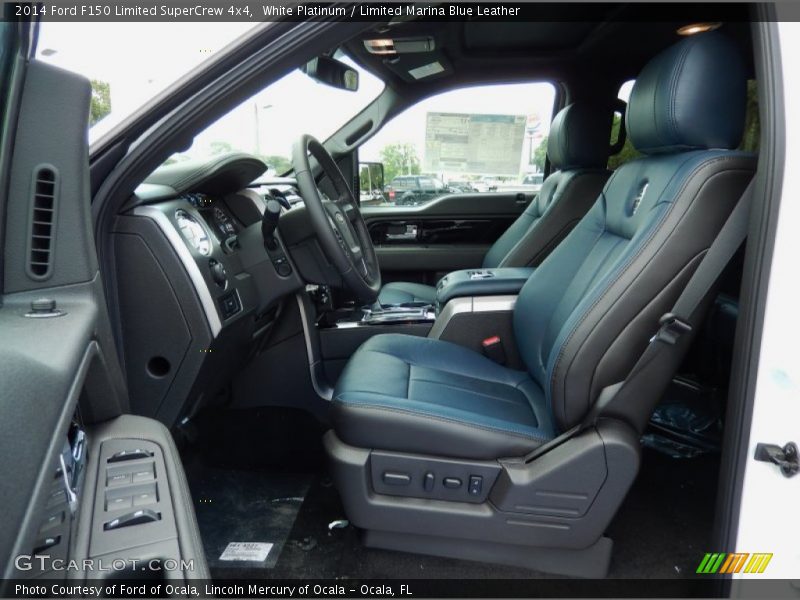 White Platinum / Limited Marina Blue Leather 2014 Ford F150 Limited SuperCrew 4x4