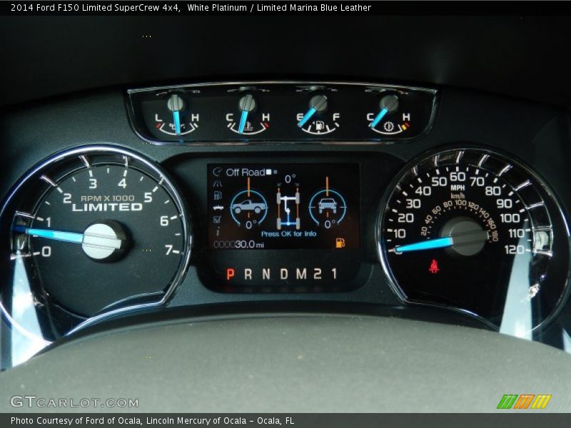 White Platinum / Limited Marina Blue Leather 2014 Ford F150 Limited SuperCrew 4x4