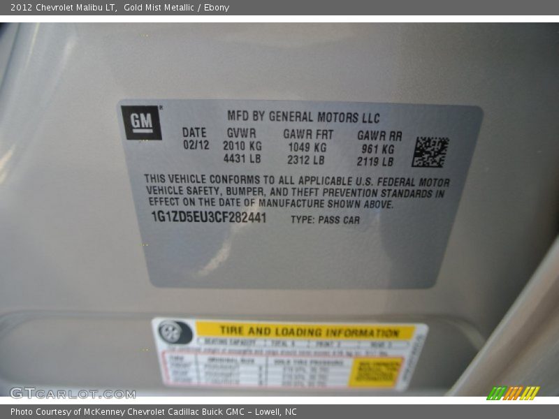 Gold Mist Metallic / Ebony 2012 Chevrolet Malibu LT