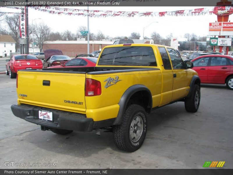Yellow / Medium Gray 2003 Chevrolet S10 ZR2 Extended Cab 4x4