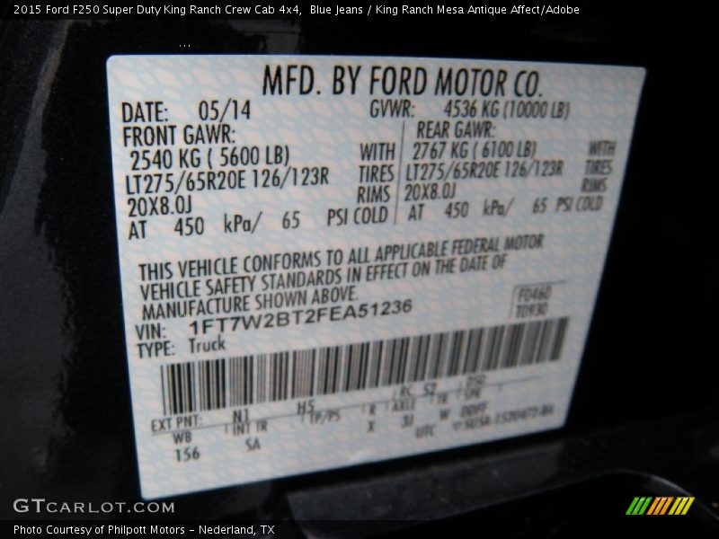 Blue Jeans / King Ranch Mesa Antique Affect/Adobe 2015 Ford F250 Super Duty King Ranch Crew Cab 4x4