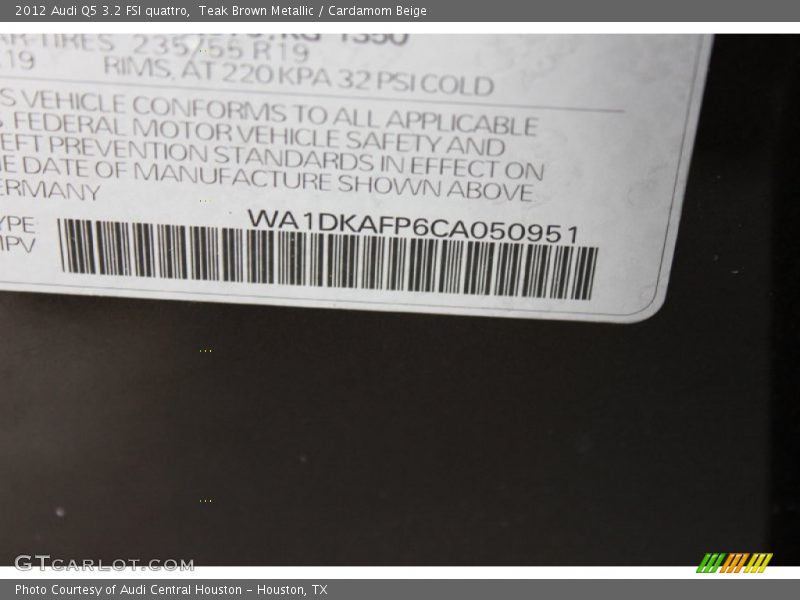 Teak Brown Metallic / Cardamom Beige 2012 Audi Q5 3.2 FSI quattro