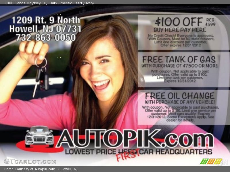 Dark Emerald Pearl / Ivory 2000 Honda Odyssey EX