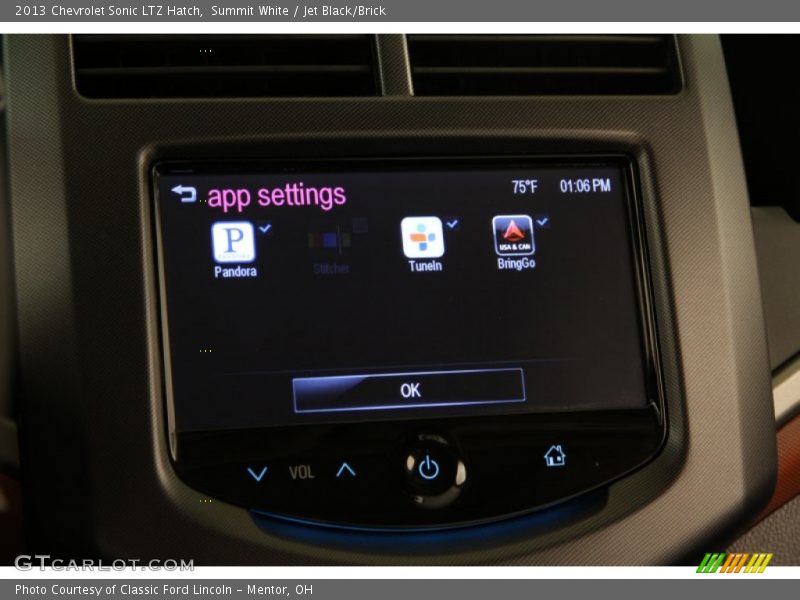 Summit White / Jet Black/Brick 2013 Chevrolet Sonic LTZ Hatch