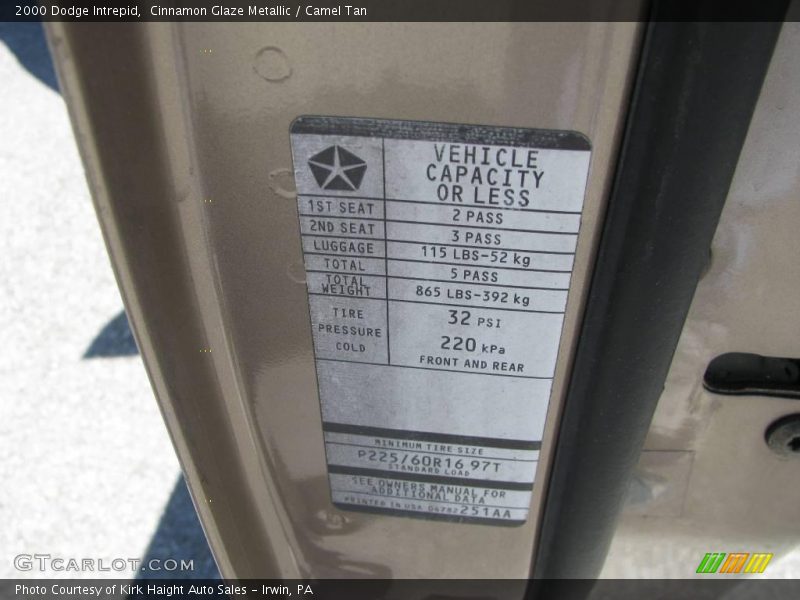 Cinnamon Glaze Metallic / Camel Tan 2000 Dodge Intrepid