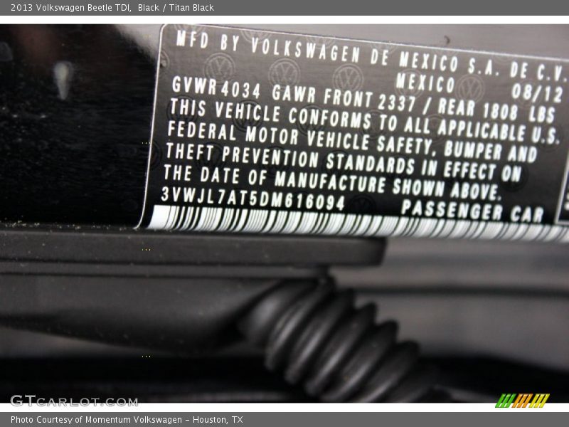 Black / Titan Black 2013 Volkswagen Beetle TDI