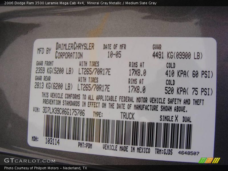 Mineral Gray Metallic / Medium Slate Gray 2006 Dodge Ram 3500 Laramie Mega Cab 4x4