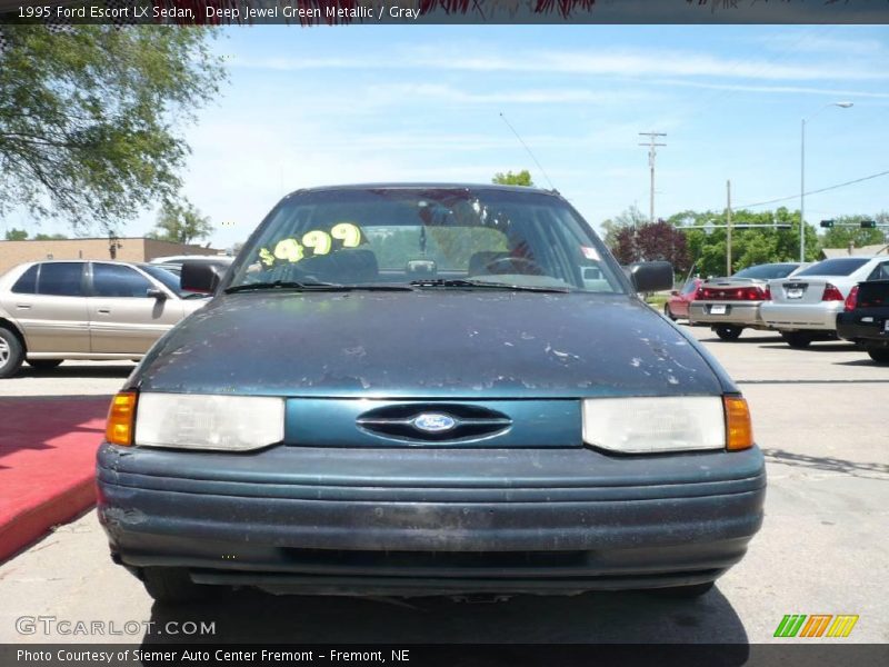 Deep Jewel Green Metallic / Gray 1995 Ford Escort LX Sedan