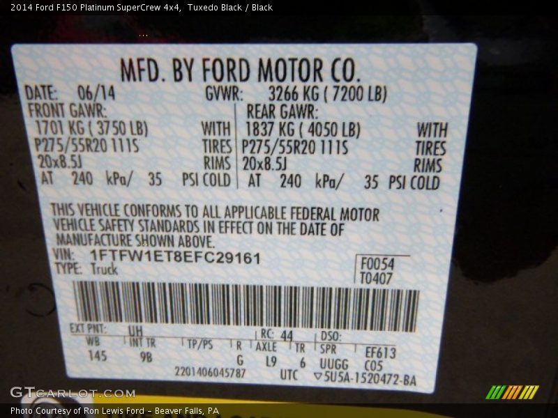 Tuxedo Black / Black 2014 Ford F150 Platinum SuperCrew 4x4