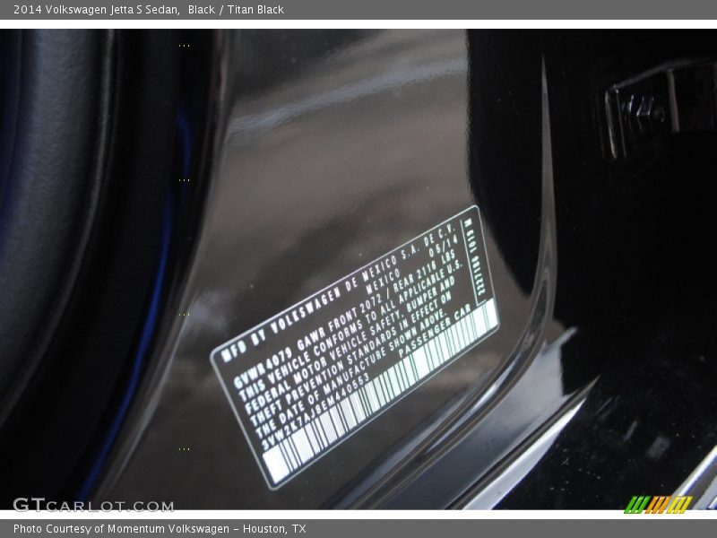 Black / Titan Black 2014 Volkswagen Jetta S Sedan