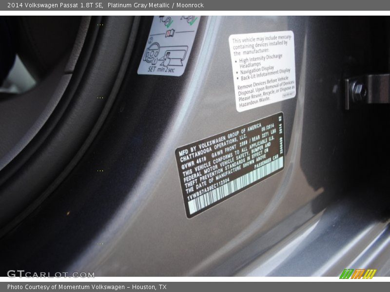 Platinum Gray Metallic / Moonrock 2014 Volkswagen Passat 1.8T SE