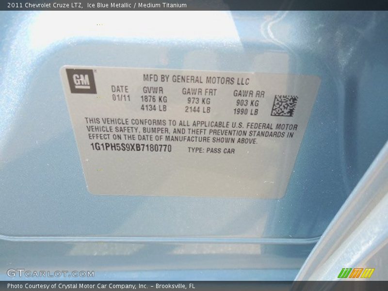 Ice Blue Metallic / Medium Titanium 2011 Chevrolet Cruze LTZ