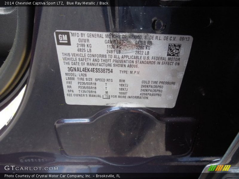 Blue Ray Metallic / Black 2014 Chevrolet Captiva Sport LTZ