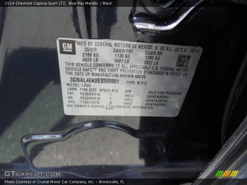Blue Ray Metallic / Black 2014 Chevrolet Captiva Sport LTZ