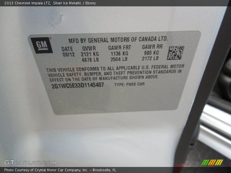 Silver Ice Metallic / Ebony 2013 Chevrolet Impala LTZ