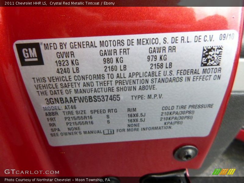 Crystal Red Metallic Tintcoat / Ebony 2011 Chevrolet HHR LS