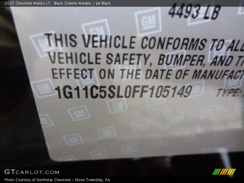 Black Granite Metallic / Jet Black 2015 Chevrolet Malibu LT