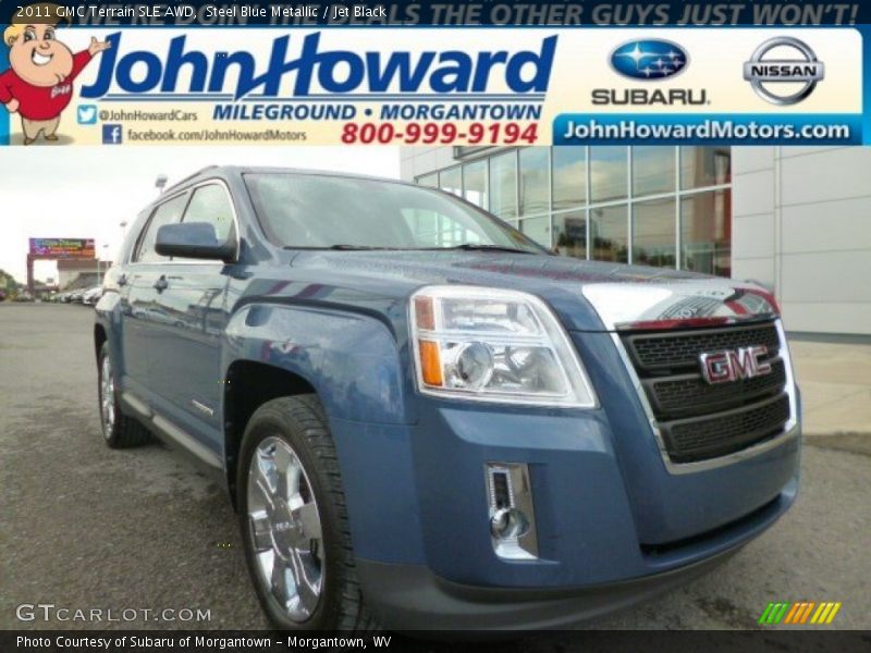 Steel Blue Metallic / Jet Black 2011 GMC Terrain SLE AWD
