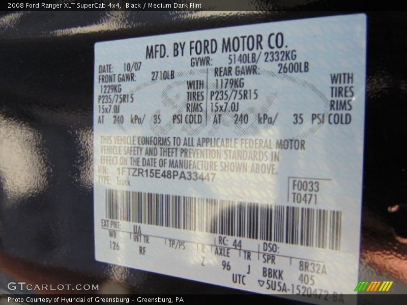 Black / Medium Dark Flint 2008 Ford Ranger XLT SuperCab 4x4