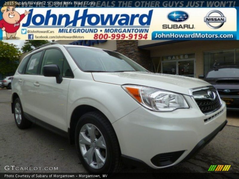 Satin White Pearl / Gray 2015 Subaru Forester 2.5i