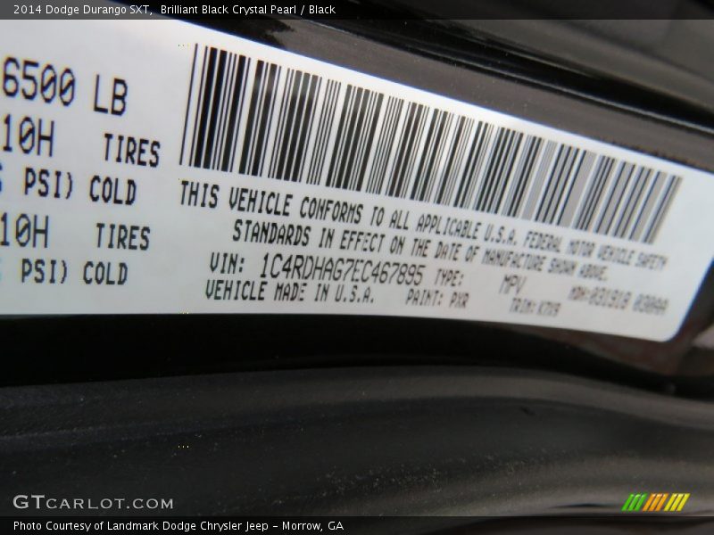 Brilliant Black Crystal Pearl / Black 2014 Dodge Durango SXT