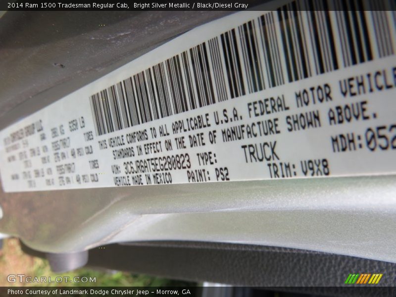 Bright Silver Metallic / Black/Diesel Gray 2014 Ram 1500 Tradesman Regular Cab