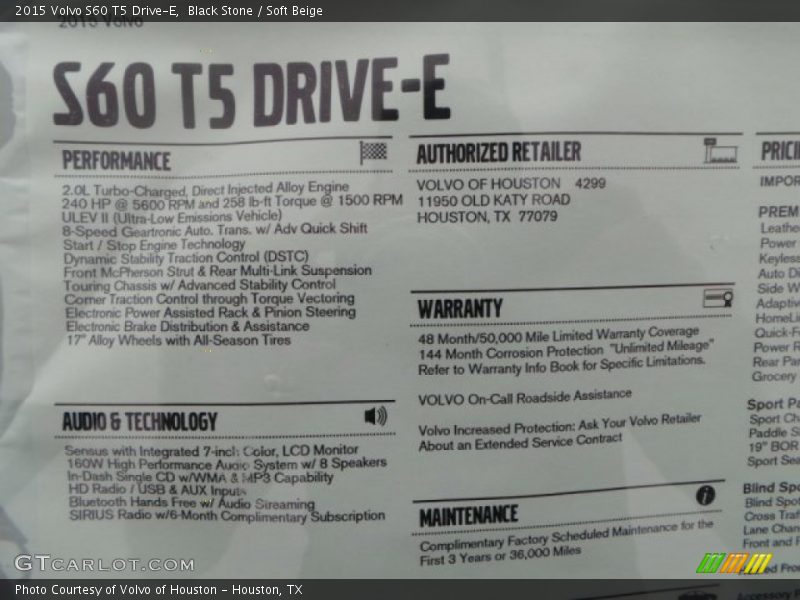 Black Stone / Soft Beige 2015 Volvo S60 T5 Drive-E