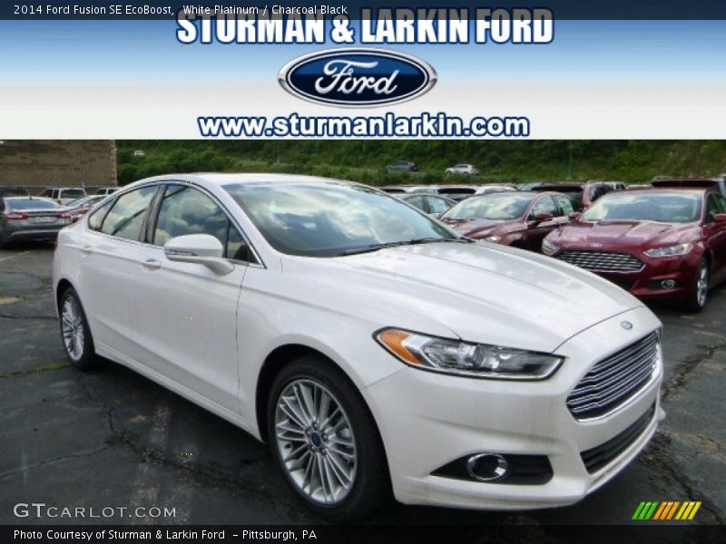 White Platinum / Charcoal Black 2014 Ford Fusion SE EcoBoost