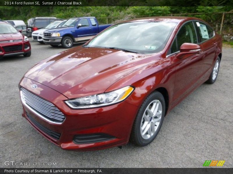 Sunset / Charcoal Black 2014 Ford Fusion SE