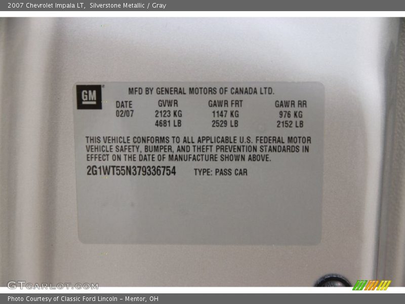 Silverstone Metallic / Gray 2007 Chevrolet Impala LT