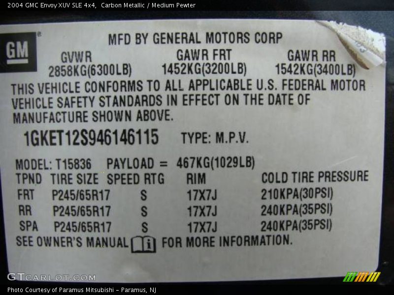 Carbon Metallic / Medium Pewter 2004 GMC Envoy XUV SLE 4x4
