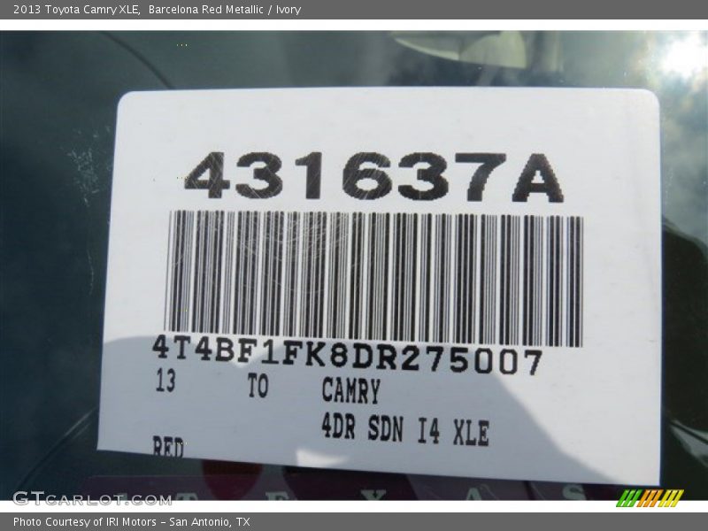 Barcelona Red Metallic / Ivory 2013 Toyota Camry XLE