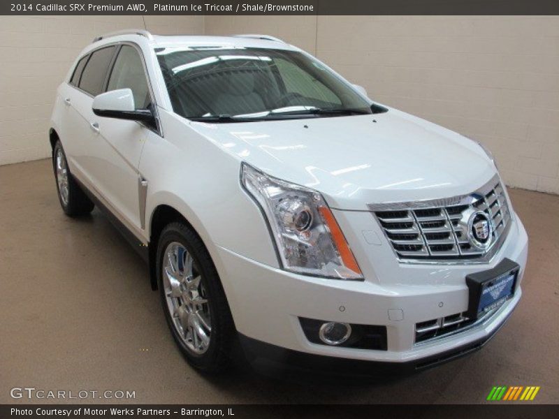 Platinum Ice Tricoat / Shale/Brownstone 2014 Cadillac SRX Premium AWD