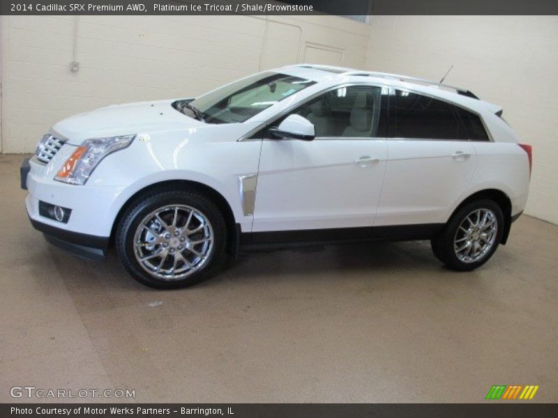 Platinum Ice Tricoat / Shale/Brownstone 2014 Cadillac SRX Premium AWD