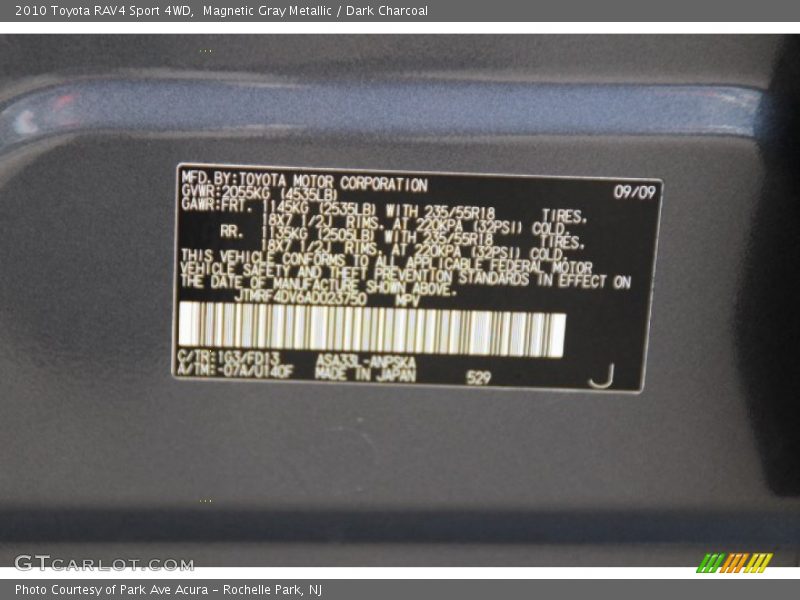 Magnetic Gray Metallic / Dark Charcoal 2010 Toyota RAV4 Sport 4WD