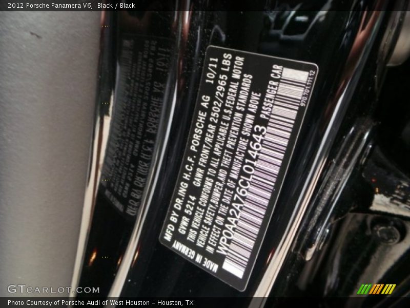 Black / Black 2012 Porsche Panamera V6
