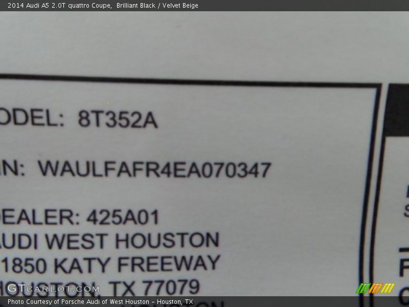 Brilliant Black / Velvet Beige 2014 Audi A5 2.0T quattro Coupe