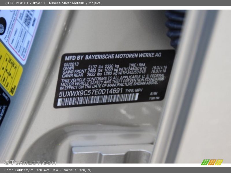 Mineral Silver Metallic / Mojave 2014 BMW X3 xDrive28i