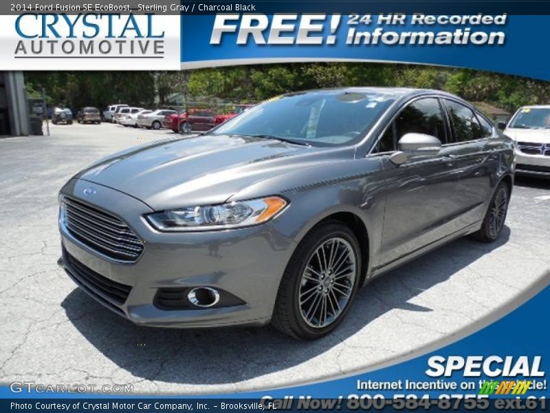 Sterling Gray / Charcoal Black 2014 Ford Fusion SE EcoBoost