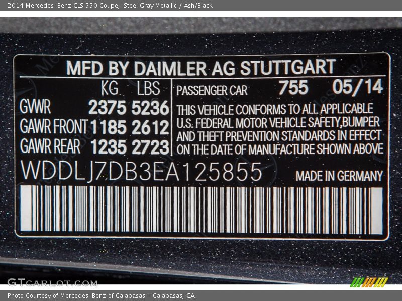Steel Gray Metallic / Ash/Black 2014 Mercedes-Benz CLS 550 Coupe