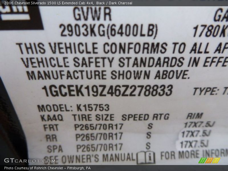 Black / Dark Charcoal 2006 Chevrolet Silverado 1500 LS Extended Cab 4x4