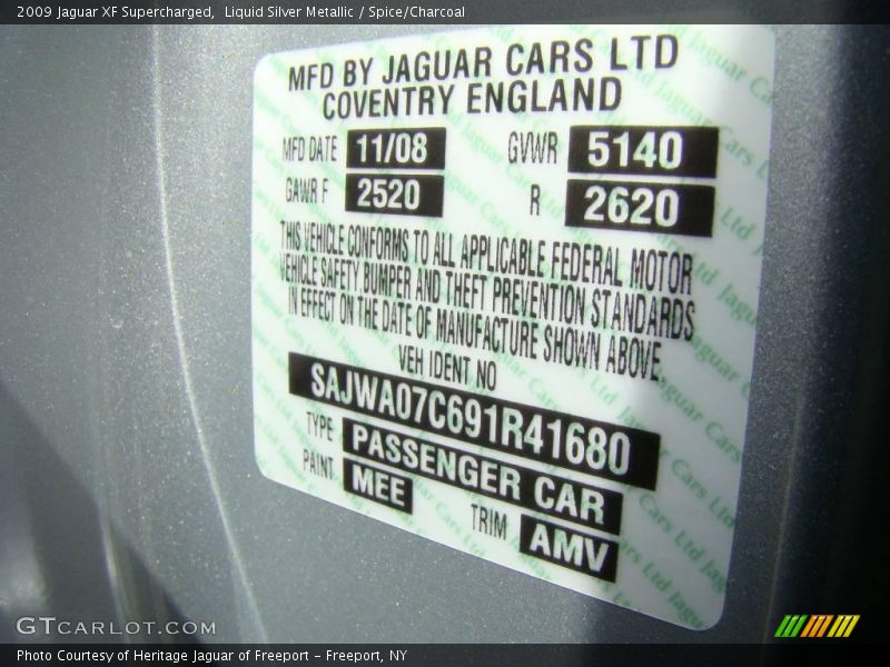 Liquid Silver Metallic / Spice/Charcoal 2009 Jaguar XF Supercharged