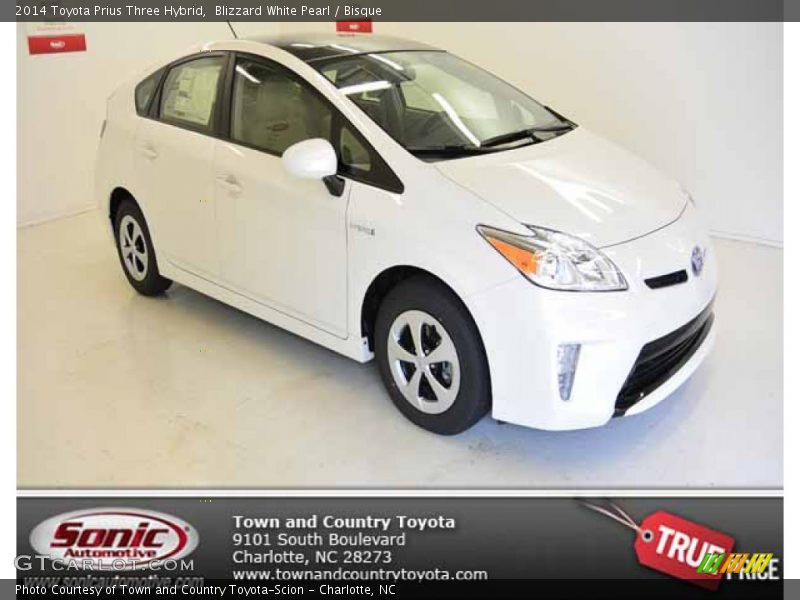 Blizzard White Pearl / Bisque 2014 Toyota Prius Three Hybrid